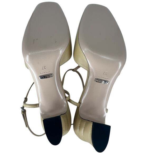 Gucci Nappa Leather T-Strap Marmont Double G Sand Slingback 37 - Picture 15 of 16